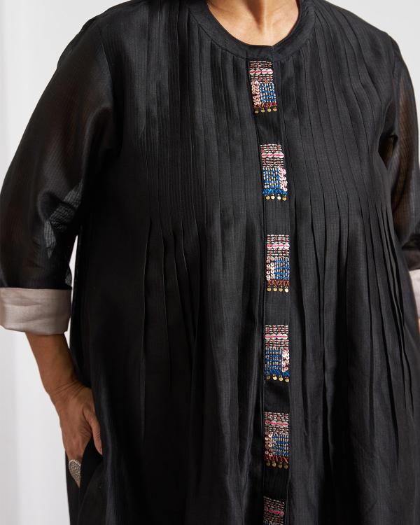 Ink Black Silk Chanderi Top