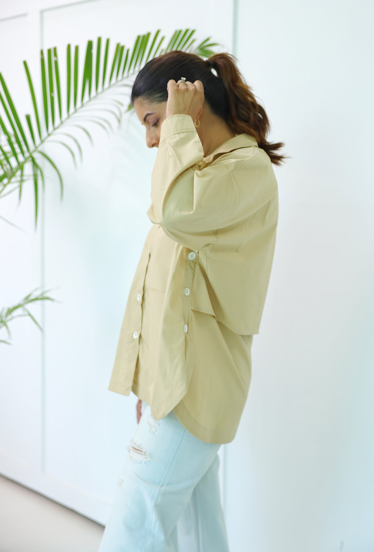 Jiyū Oversized Flap Shirt Beige