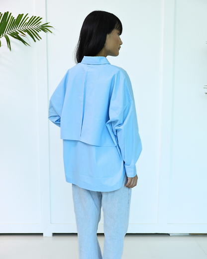 Jiyū Oversized Flap Shirt Baby Blue