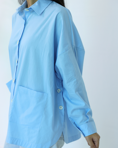 Jiyū Oversized Flap Shirt Baby Blue