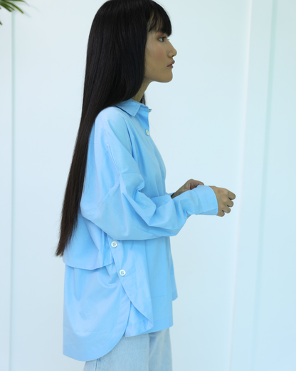 Jiyū Oversized Flap Shirt Baby Blue