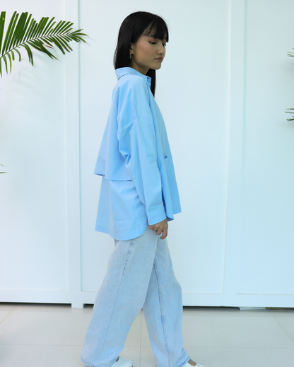 Jiyū Oversized Flap Shirt Baby Blue