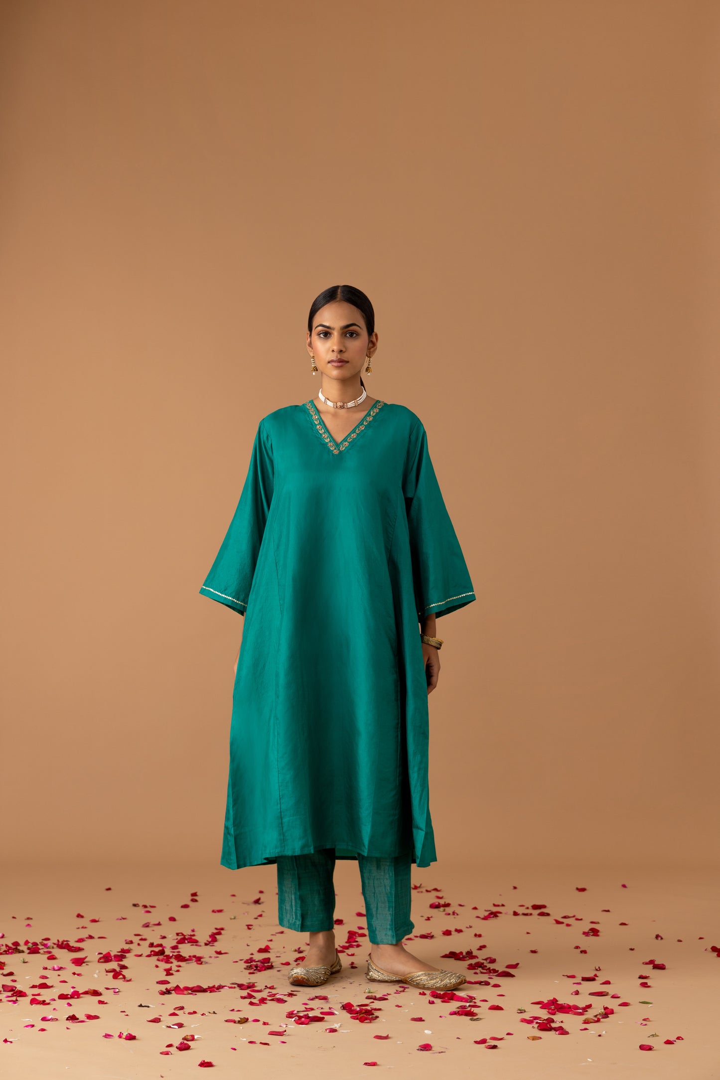 Teal Silk Kaftan