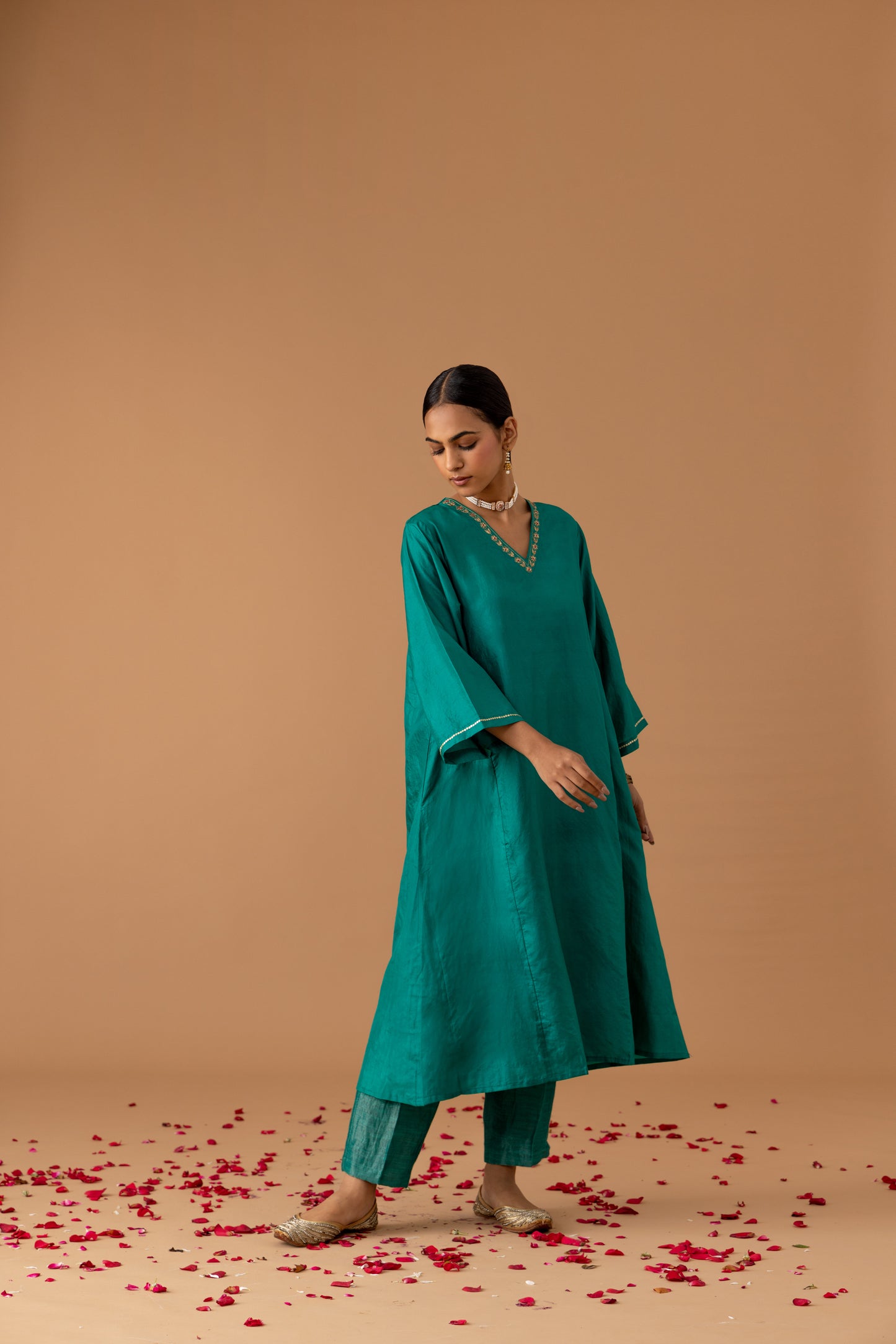 Teal Silk Kaftan