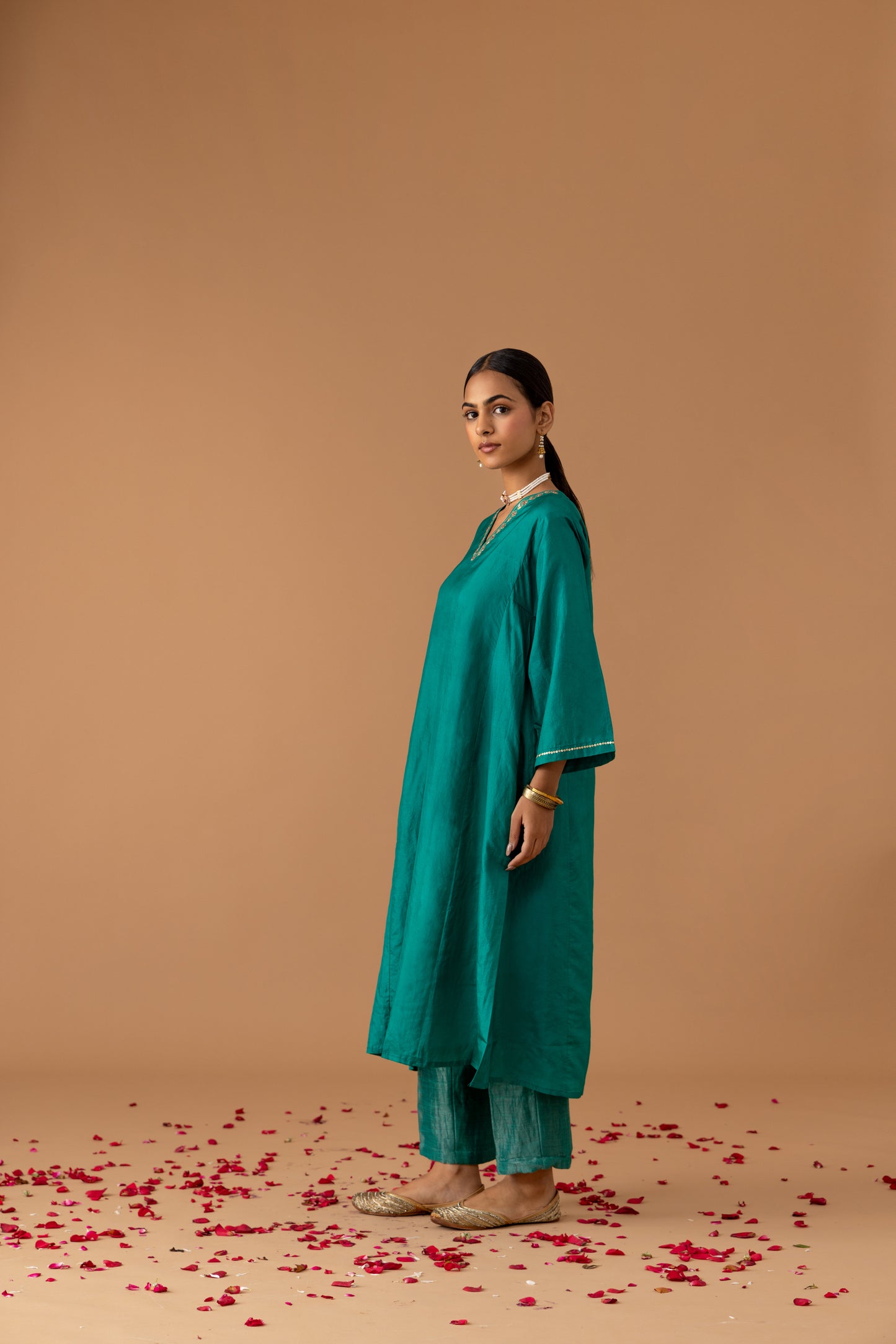 Teal Silk Kaftan