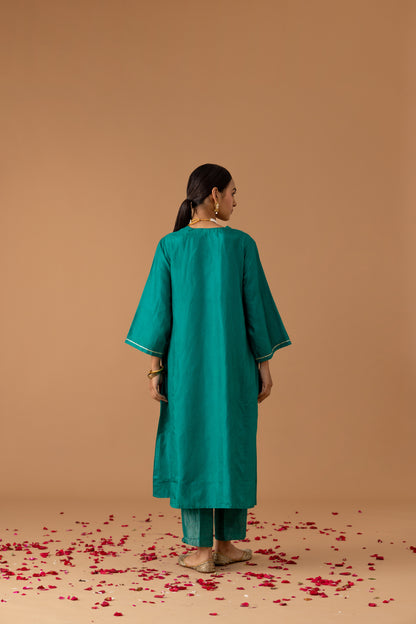 Teal Silk Kaftan