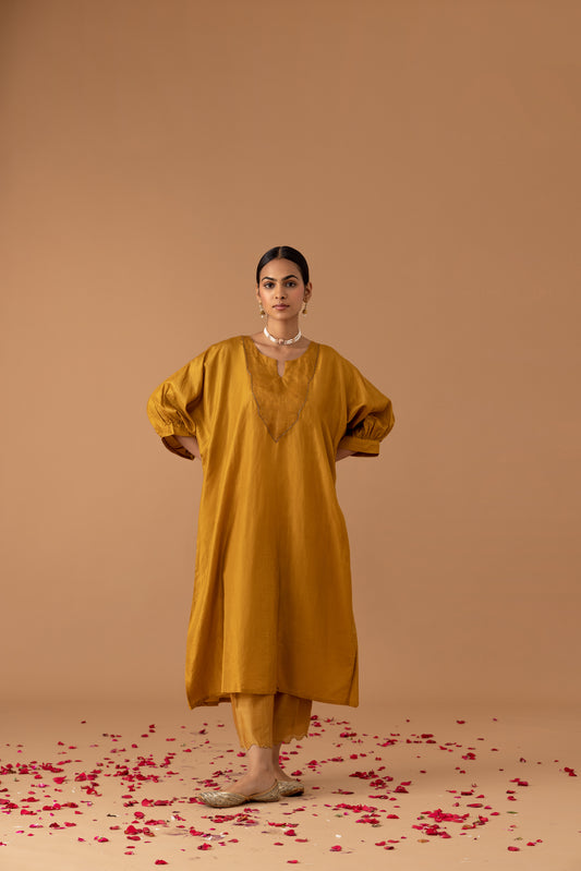 Ochre Silk Kaftan