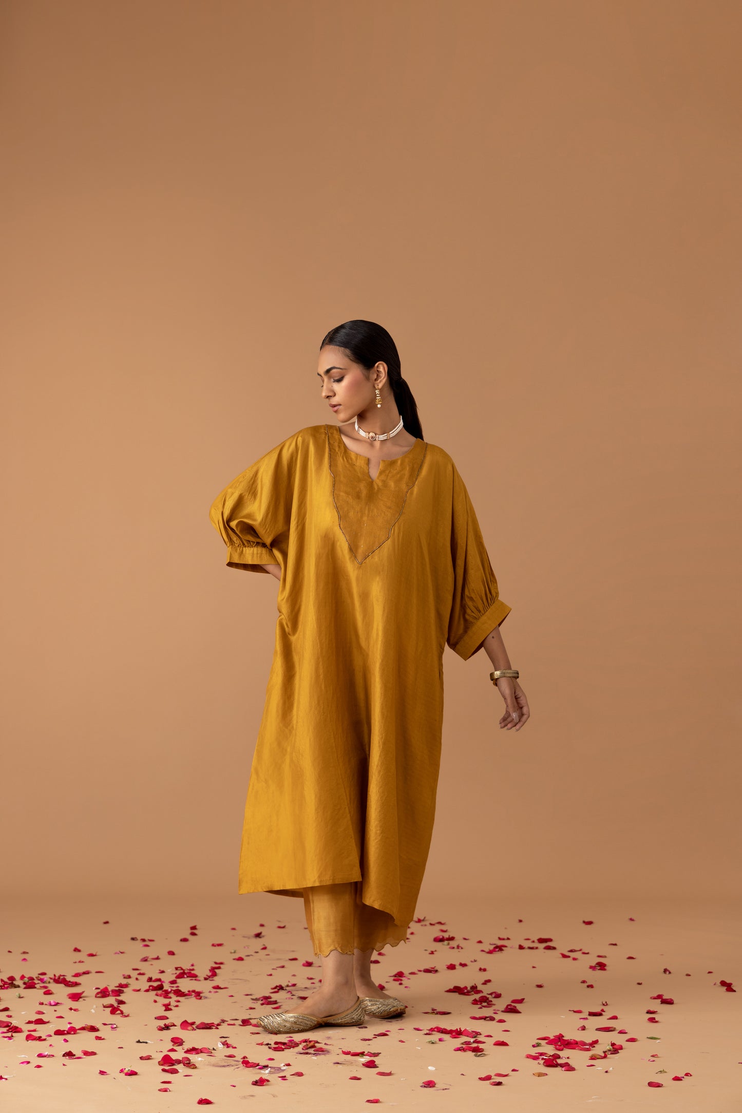 Ochre Silk Kaftan