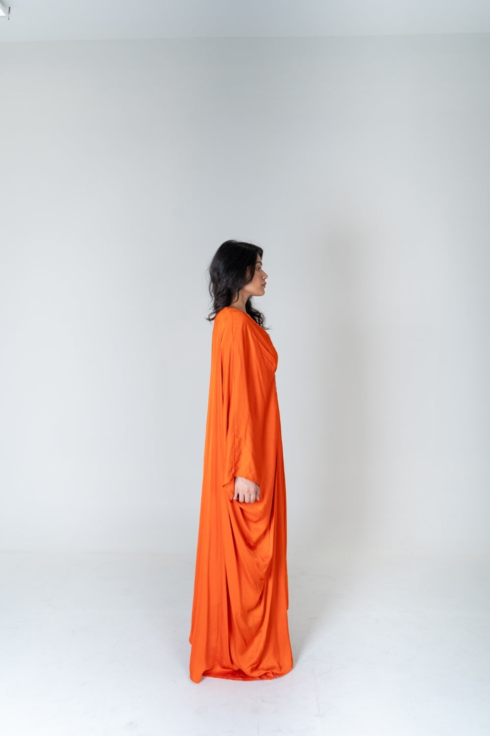 Orange-Pink Braided Long Kaftan