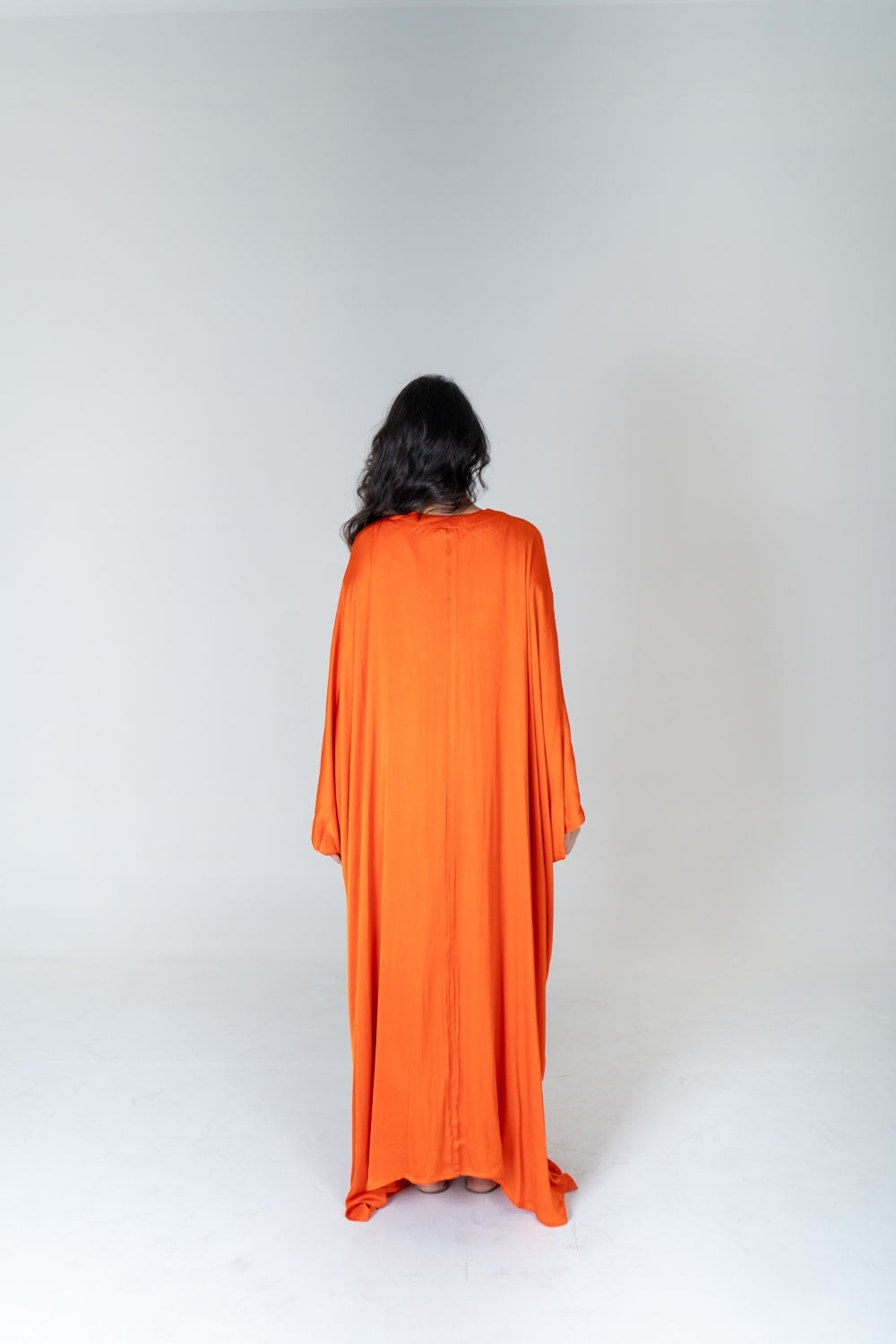 Orange-Pink Braided Long Kaftan