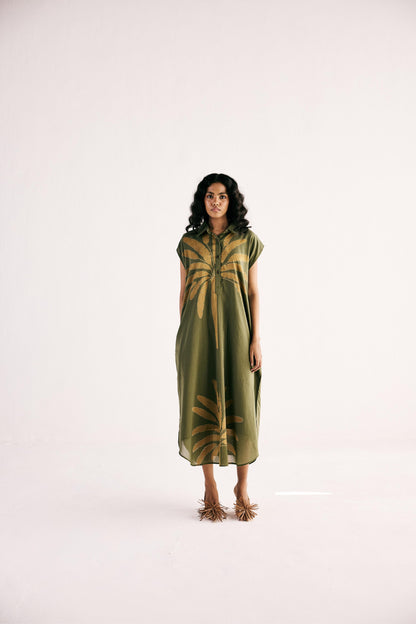 Olive Palm Shirt Dress