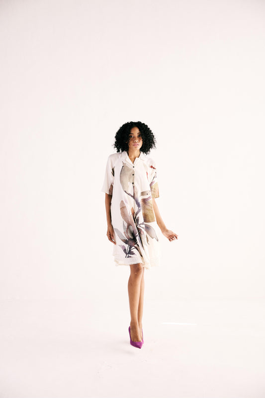 Ivory Bloom Shirt Dress