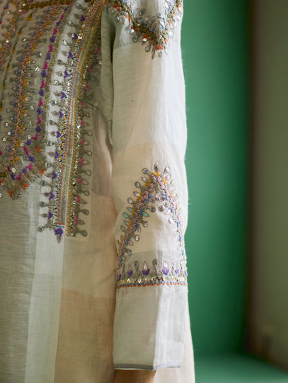 Rida Hand-Embroidered  Kurta Set - Ivory