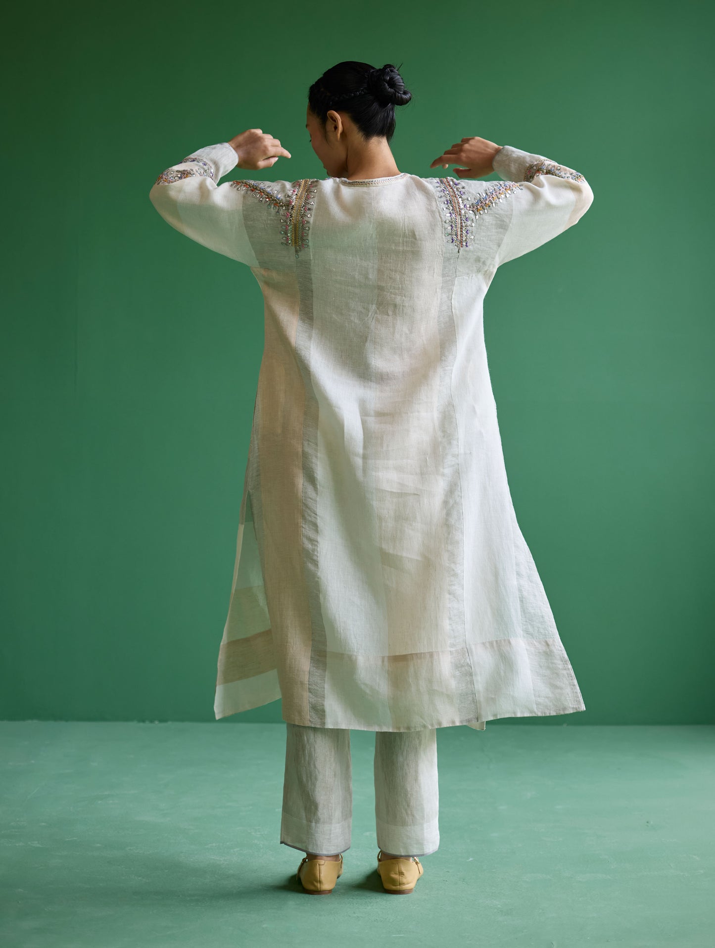 Rida Hand-Embroidered  Kurta Set - Ivory