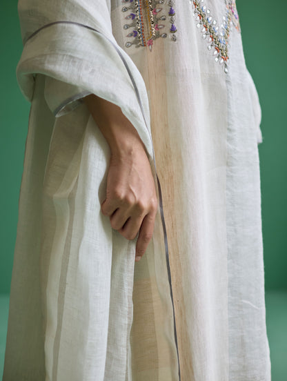 Rida Hand-Embroidered  Kurta Set - Ivory