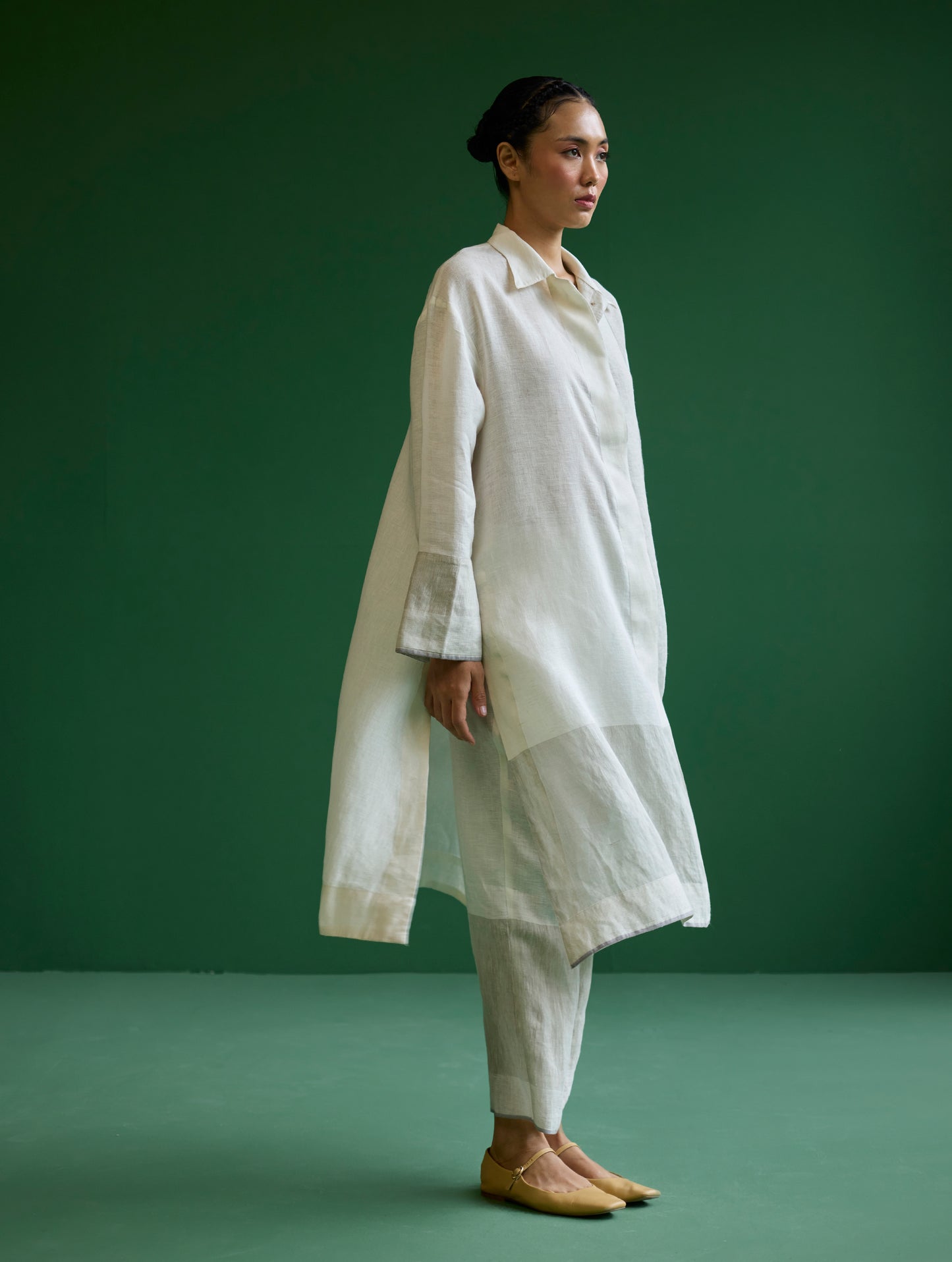 Ziza Metallic Linen Co-ord Set - Ivory