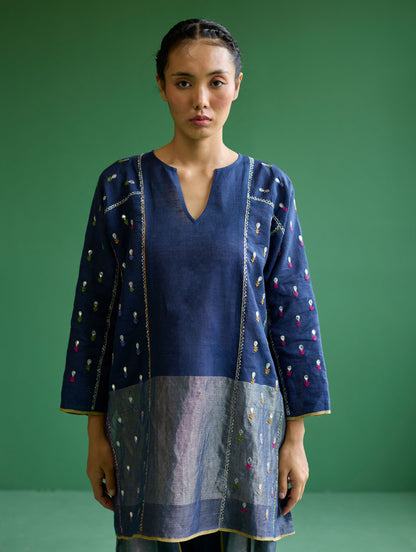 Ennya Hand-Embroidered Kurta Set - Navy
