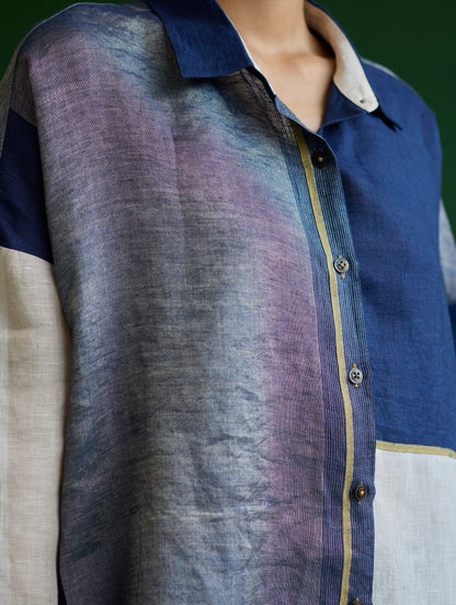 Esha Color-Blocked Shirt - Navy