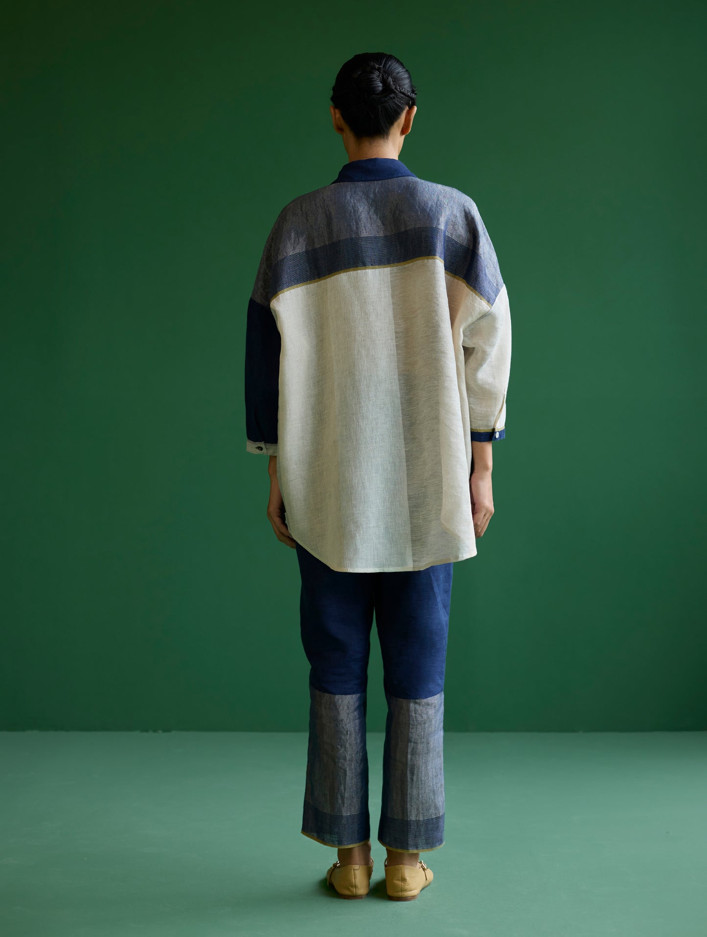 Esha Color-Blocked Shirt - Navy