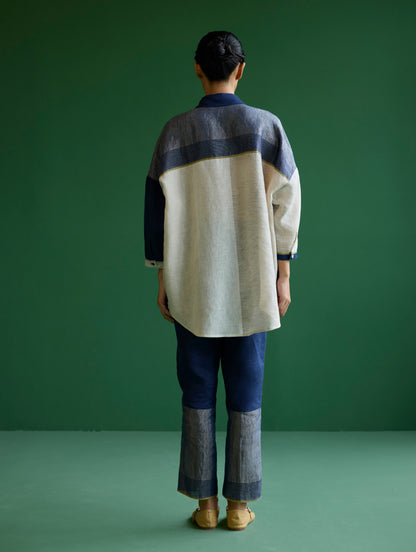 Esha Color-Blocked Shirt - Navy