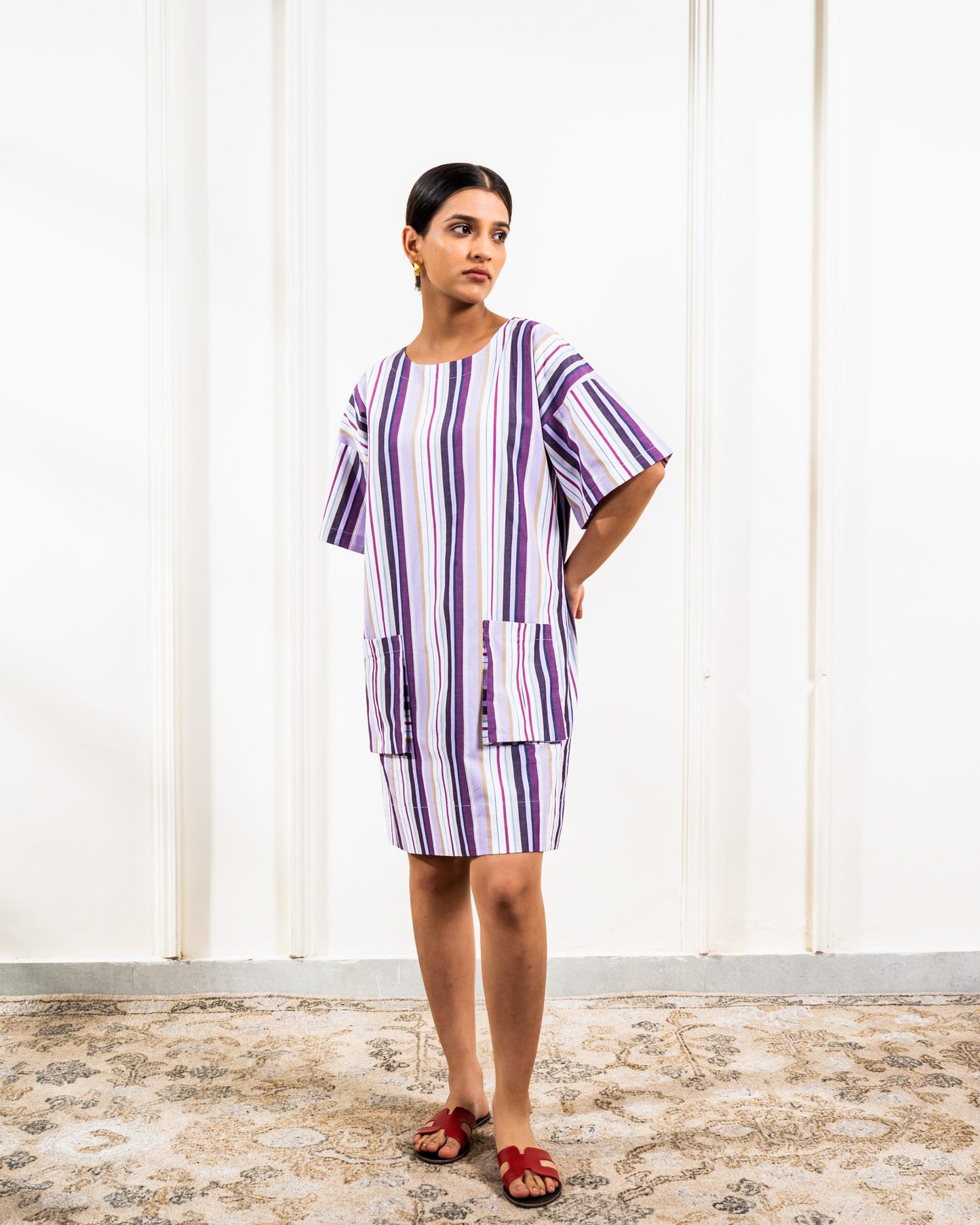 Lavender Stripe Sheath Dress