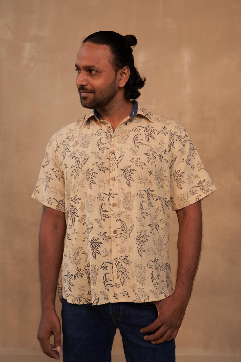 Leafy Palm Handwoven Organic Cotton Unisex Shirt