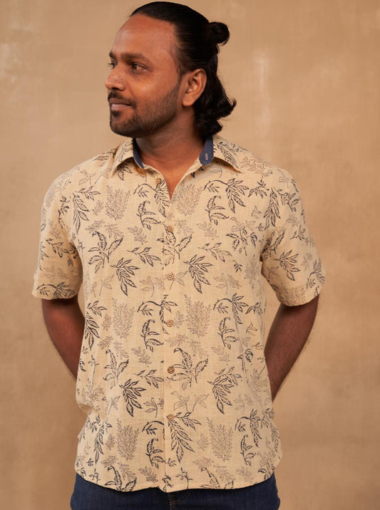 Leafy Palm Handwoven Organic Cotton Unisex Shirt