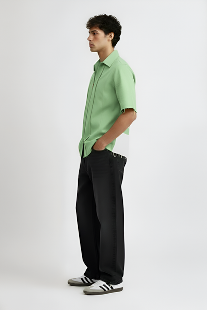 Asparagus Green-Ivory Pintuck Shirt
