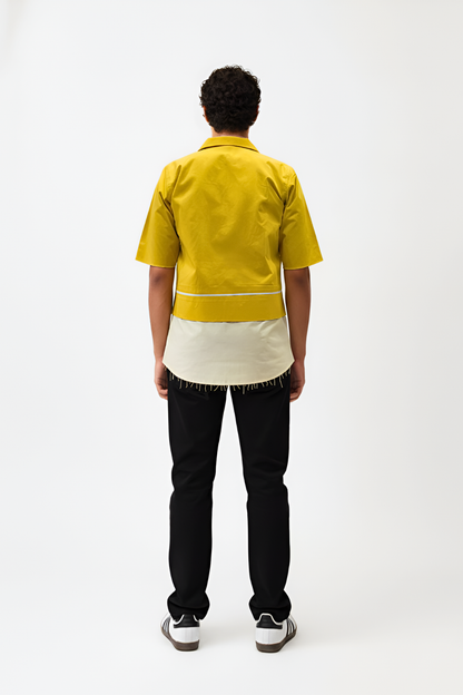 Mango Yellow-Ivory Pintuck Shirt