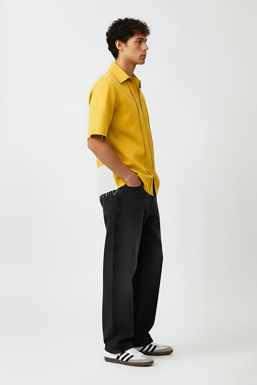 Mango Yellow-Ivory Pintuck Shirt