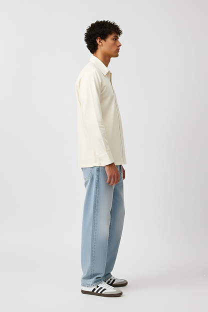 Ivory-Tiffany Blue Zip Shirt