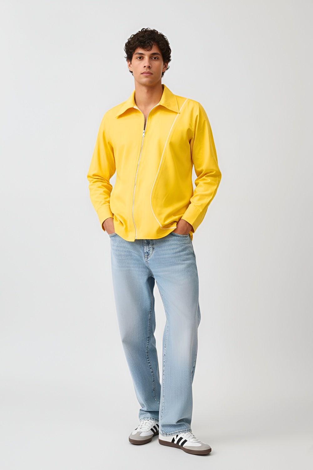 Ivory-Mango Yellow Zip Shirt