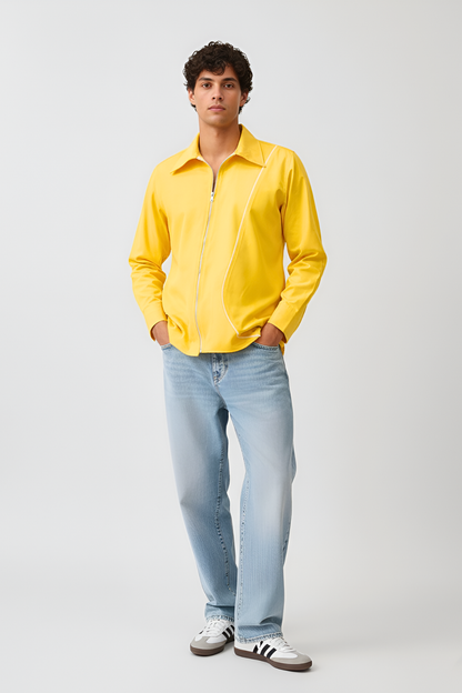 Ivory-Mango Yellow Zip Shirt