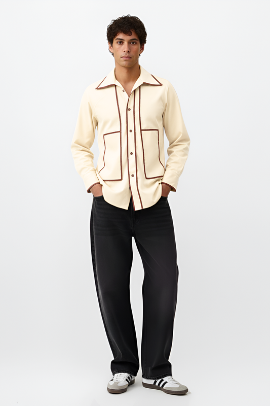 Ivory-Tuscan Red Flap Shirt