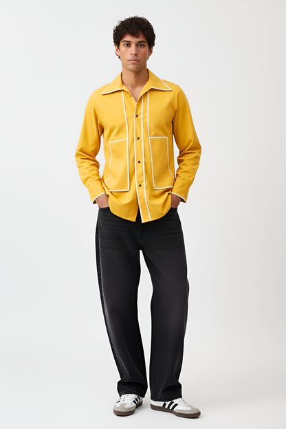 Mango Yellow-Ivory Flap Shirt