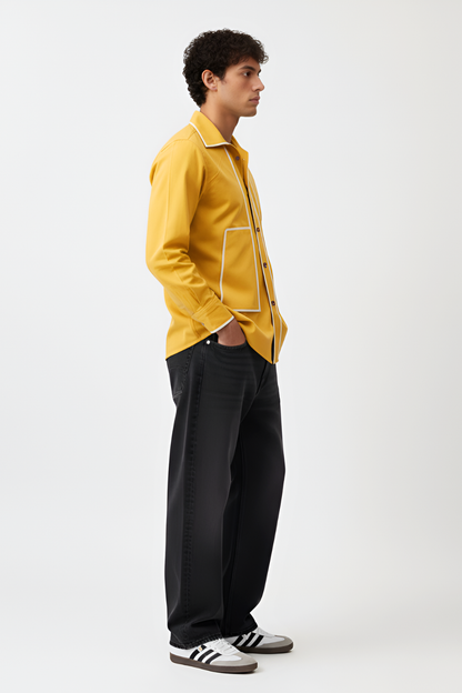 Mango Yellow-Ivory Flap Shirt