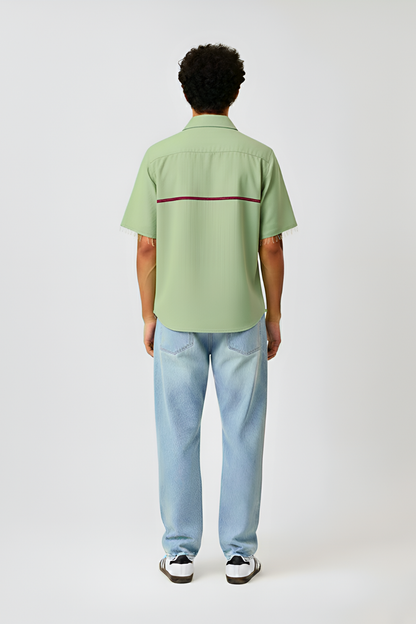 Asparagus Green-Tuscan Red Stripe Shirt
