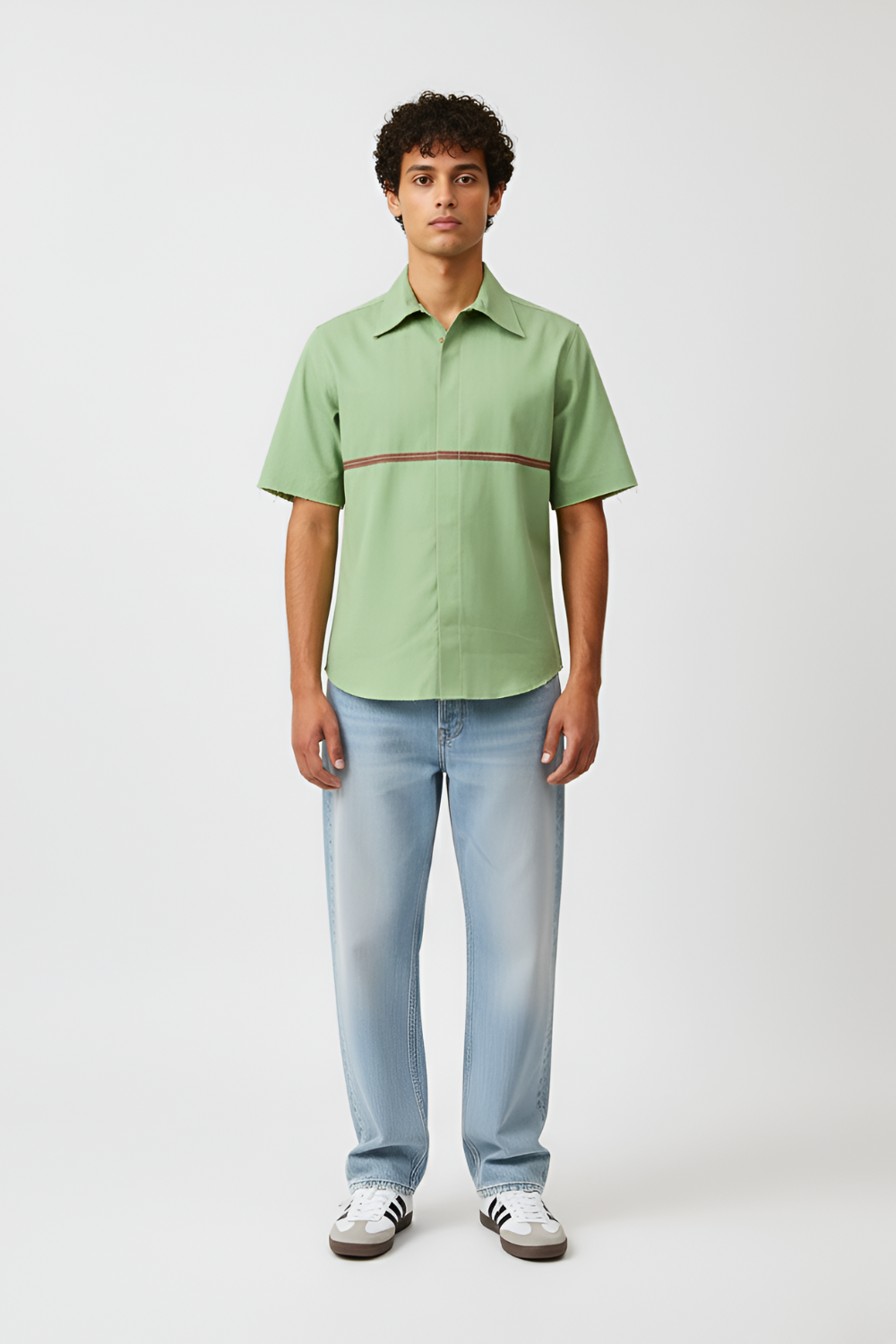 Asparagus Green-Tuscan Red Stripe Shirt