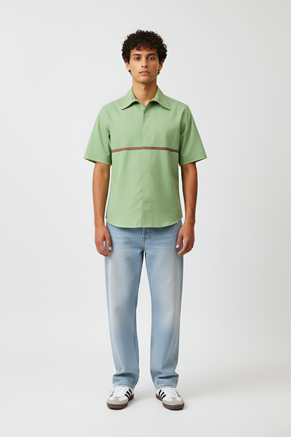 Asparagus Green-Tuscan Red Stripe Shirt