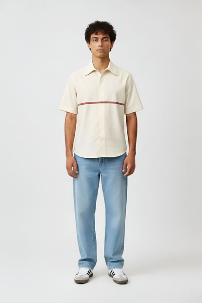 Ivory-Tuscan Red Stripe Shirt