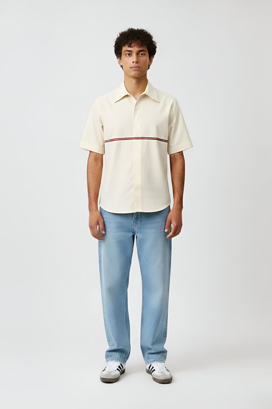 Ivory-Tuscan Red Stripe Shirt