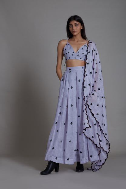 Club Lehenga Set-Lavender