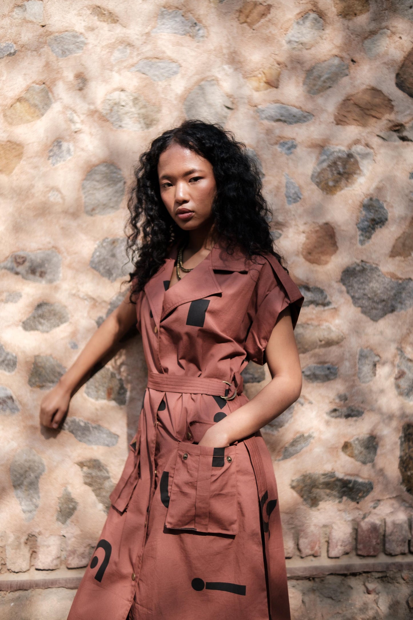 Harajuku Trench Copper Triangle Printed