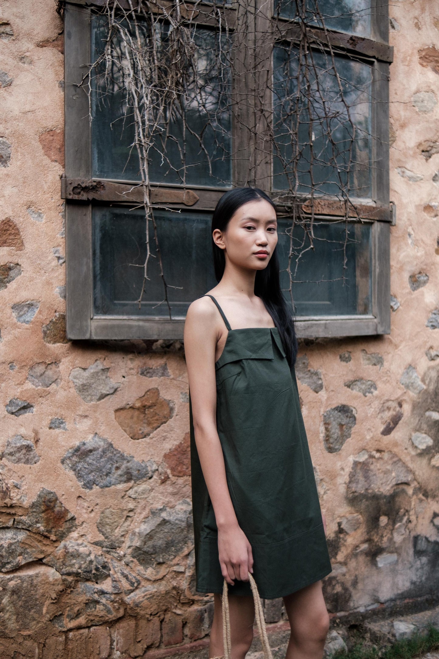 Rachel Slip Dress Forest Green