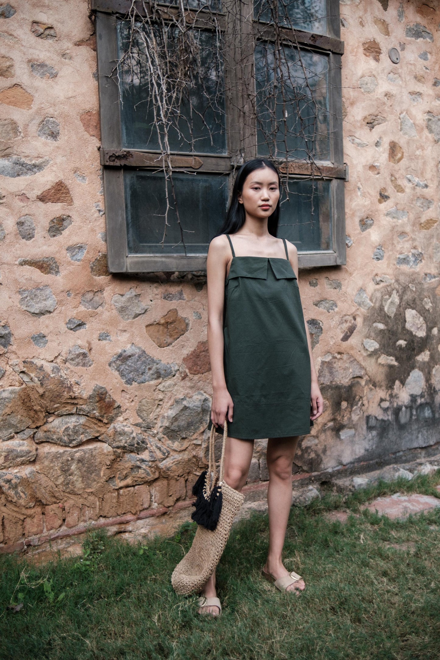 Rachel Slip Dress Forest Green