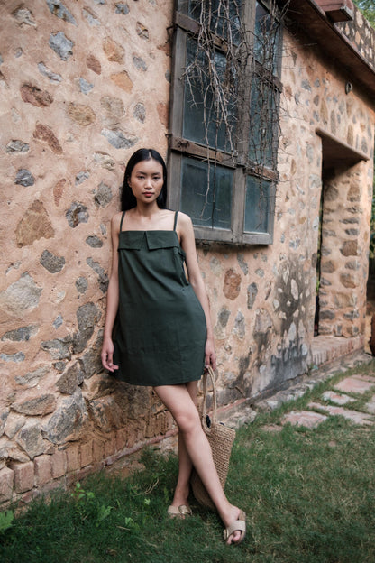 Rachel Slip Dress Forest Green