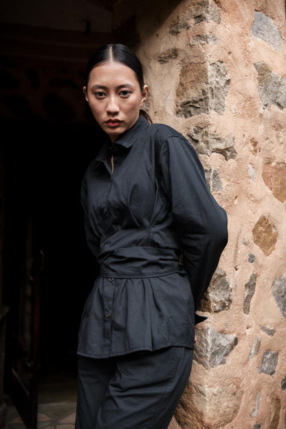 Nara Front knot Shirt Black