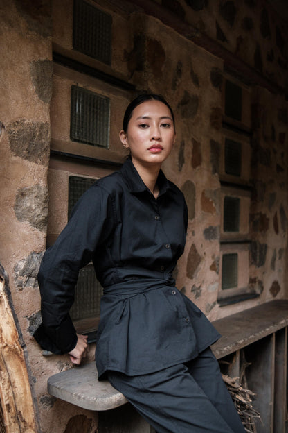 Nara Front knot Shirt Black