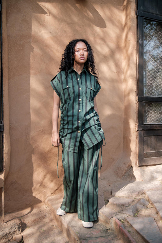 Friday Flared Pants Green Stripes