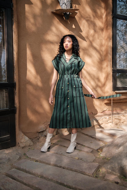 Harajuku Trench Green Stripes